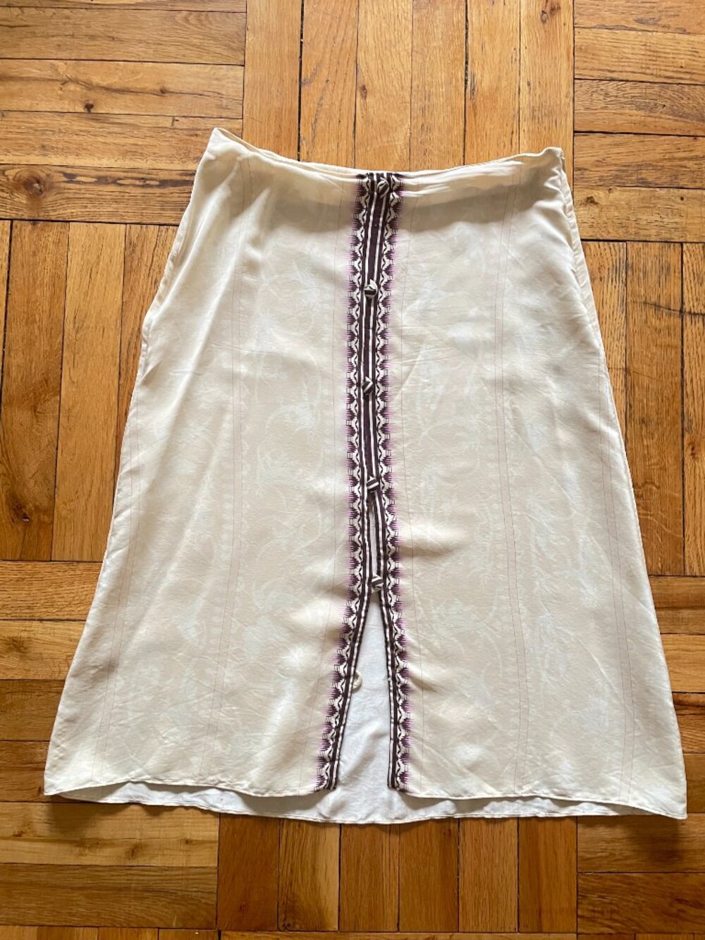 Vintage MAISON MAYLE Silk Knee-length Button-front Skirt